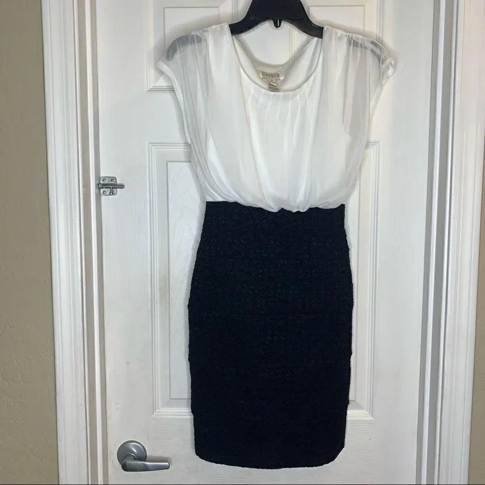 Enfocus Studio Black and White Colorblock Dress Pencil Skirt Fit Size 4